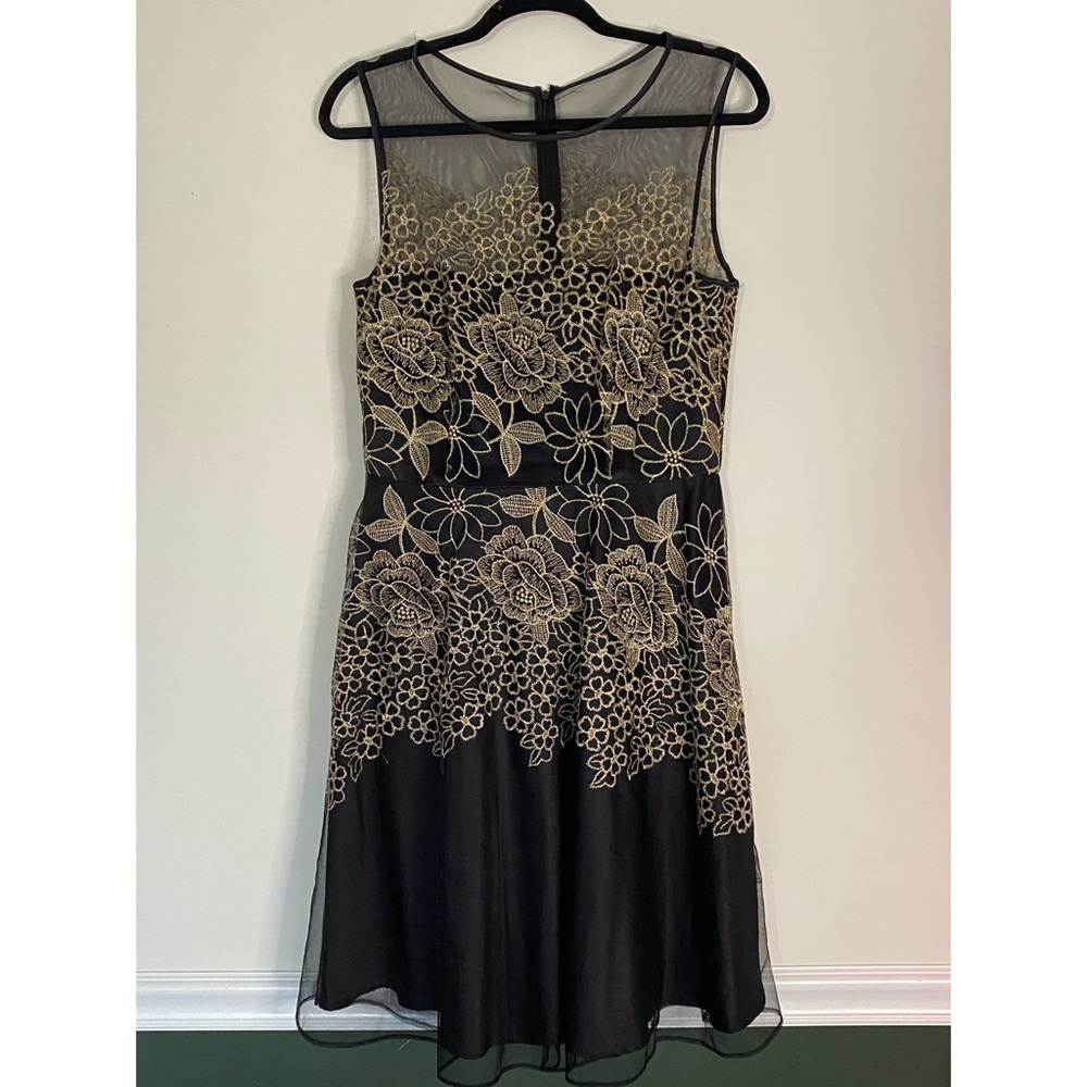 Tahari Arthur S. Levine Black Tulle Cocktail Dress